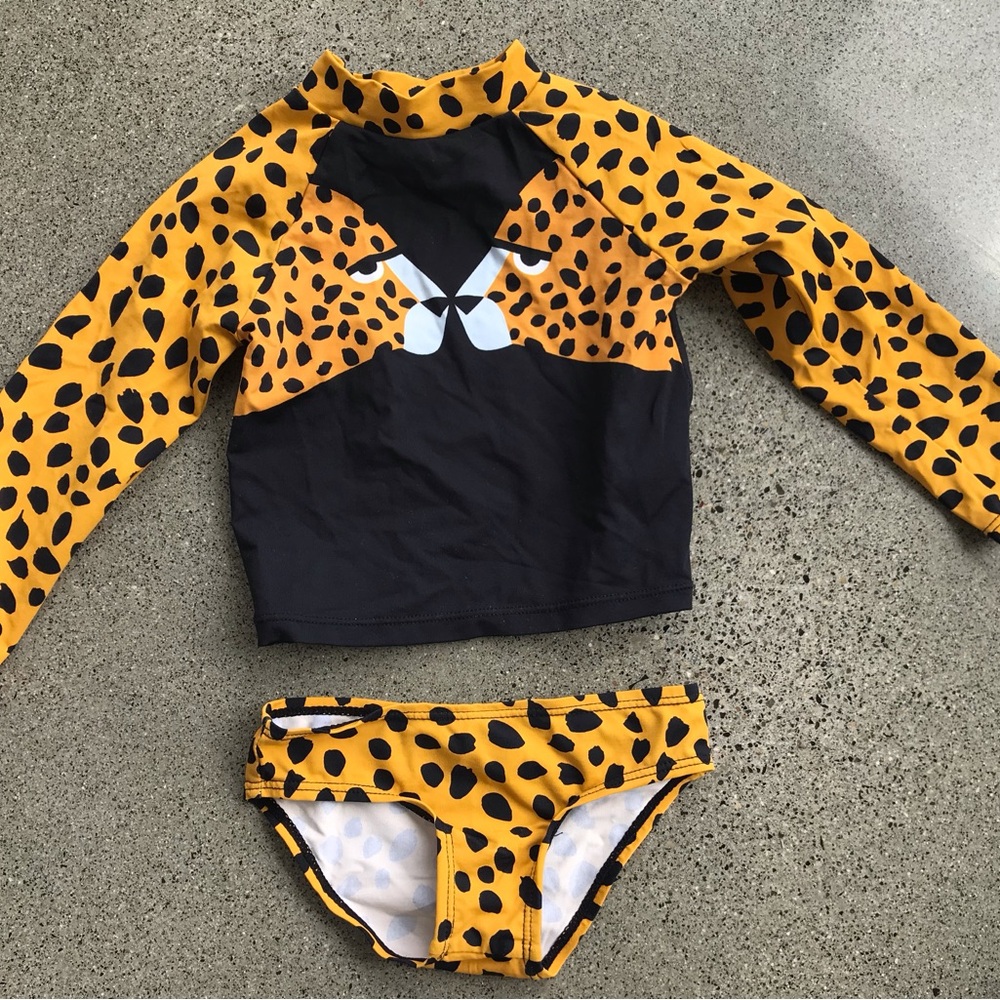 Stella McCartney Yellow and Black Rashguard Swim Set